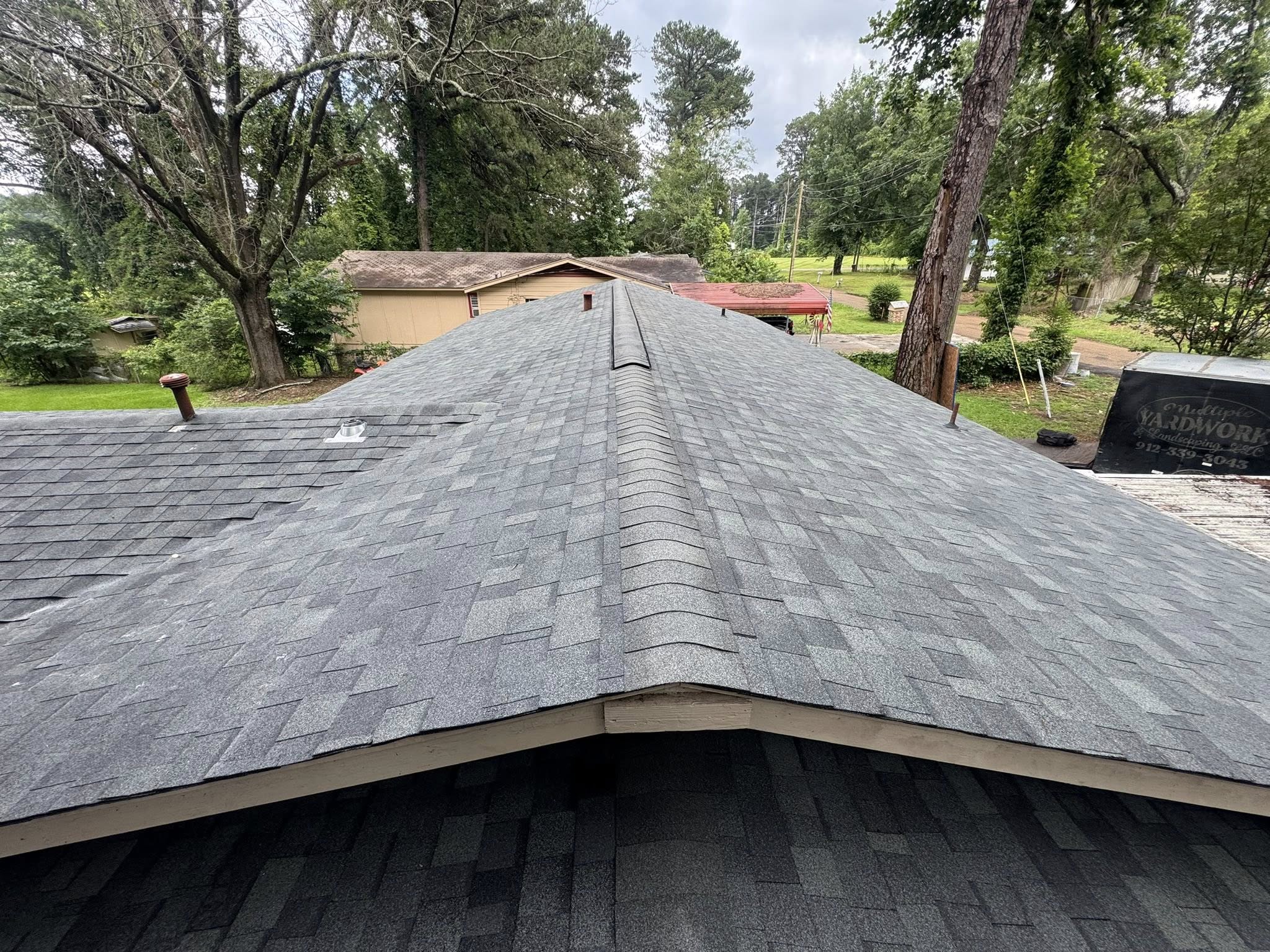 Fresh shingle roof installation